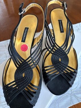 Caparros Black Strappy Braided Slingback Heels